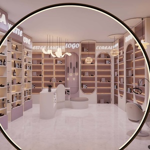 High End Custom Pink Style Cosmetics Store Interior 3D Design Complete Layout One Stop Cosmetic Shop Interior Design Ideas - Product Image 2