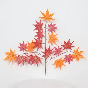 Plastic Leaves Decorative Artificial Red Maple Tree Leaves