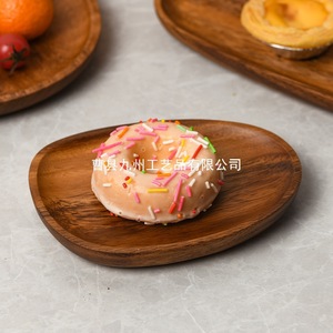 Plateau en bois d'acacia, forme ovale irrégulière, fait main, pour servir du café, du thé, usage hôtelier - Product Image 2