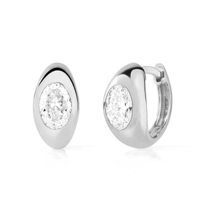 <span class=keywords><strong>Orecchini</strong></span> a <span class=keywords><strong>Cerchio</strong></span> con Solitario CZ Ovale, Placcati in Oro 18k, <span class=keywords><strong>Argento</strong></span> Sterling <span class=keywords><strong>925</strong></span>, Gioielli per Donne - Product Image 6