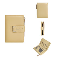 Dompet Kartu Kulit PU Wanita, Dompet Tipis Warna Solid, Slot Multi-Kartu, Dompet Kartu Bisnis Sederhana, Grosir