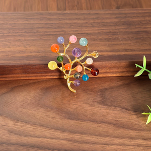 Luxury Vintage Multi-Gemstone Fruit <b>Tree</b> Brooch Handcrafted Copper Gold Plated Mixed Natural Crystal Branch Brooch for Lady Suit - Product Image 3