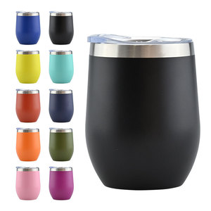 Custom logo 12oz Egg Shape Powder Coated 12 oz <b>Vacuum</b> Insulated Stainless Steel Wine Tumbler - Product Image 1