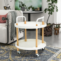 Chariot mobile de haute qualité Table basse ronde côté 2 couches chariot chariot de stockage