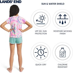Camiseta de Protección Solar de Manga Corta con Estampado Tie Dye para Niñas FOXA, UPF 50+ - Product Image 5