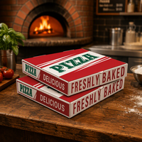 Boîte à pizza en carton kraft imprimée sur mesure, qualité alimentaire, pour restaurants à emporter, emballage ondulé résistant à la graisse