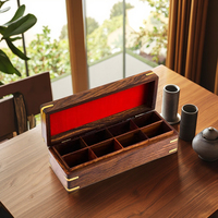 Boîte de rangement élégante et luxueuse en bois pour thé et café avec 8 compartiments, organisateur de coffre recyclable pour emballage de sachets de thé