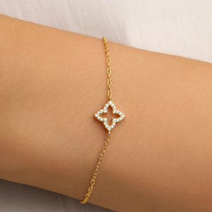 กำไลข้อมือเงินแท้ 925 ลายโคลเวอร์สุดฮิต ขายดี นำโชค - Product Image 5