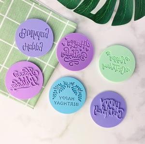 Moule à embosser en acrylique pour biscuits, motif <span class=keywords><strong>Joyeux</strong></span> <span class=keywords><strong>Anniversaire</strong></span>, <span class=keywords><strong>pochoir</strong></span> à gâteau, moule à fondant, glaçage, biscuits, fournitures de pâtisserie, outils de décoration de gâteaux - Product Image 2