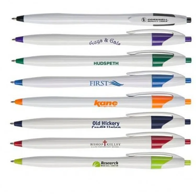 ปากกาพลาสติกสีขาวส่งเสริมการขายส่วนบุคคลปากกาของขวัญปากกาโลโก้ส่งเสริมการขายราคาถูกระเหิดว่างเปล่า
