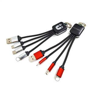 Porte-clés LED personnalisé avec logo, <span class=keywords><strong>chargeur</strong></span> promotionnel USB Type-C Micro tout-en-un, câble de charge 3-en-1 pour la charge <span class=keywords><strong>multiple</strong></span> en entreprise - Product Image 5