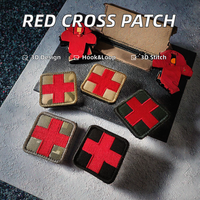 Parche Médico Personalizado con Logotipo Bordado de Cruz Roja en Tela Vaquera, Parches Decorados con Encaje 3D