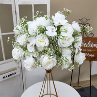 Guirlande d'arche de fleurs artificielles en soie PU souple, motif gypsophile blanc, pour décoration de mariage transfrontalière