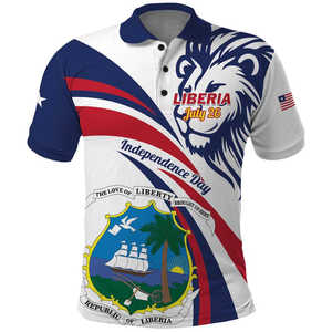 Camiseta Polo Personalizada de Liberia con Cierre, <span class=keywords><strong>Mapa</strong></span> con Flores de Pimienta y Textura Rascada, Camiseta Casual de Poliéster para Hombre, Bandera de Liberia - Product Image 2