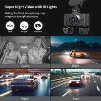 Kamera dasbor DVR mobil layar sentuh 3.16 inci, kamera dasbor WiFi GPS 2K 4*1080P 360 24 jam Monitor parkir perekam radar parkir