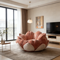 Fauteuil pouf moderne en forme de fleur, en velours, pivotant, siège de salon en forme de lotus, confortable, meubles de salon