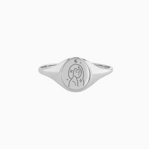 Anillo Ovalado de Acero Inoxidable con Diseño de Luna de Ensueño, Chapado en Oro de 18k, Delicado, Impermeable, con Estrellas, Joyería Personalizada - Product Image 6