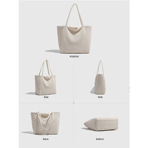 Sac fourre-tout à bandoulière pour femme en toile sergé grande capacité, tendance, avec fermeture éclair et deux poignées, 30x15x40cm, idéal pour le shopping et les trajets quotidiens - Product Image 5