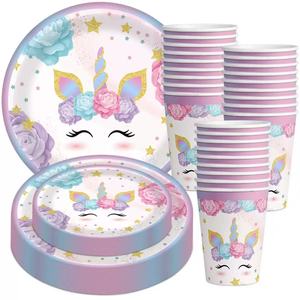 Pink <strong>Unicorn</strong> Theme Disposable Tableware Set Modern Girl Birthday <strong>Party</strong> <strong>Supplies</strong> Birthday <strong>Party</strong> Tableware - Product Image 3