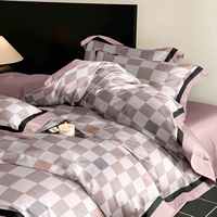 Ensemble de literie 4 pièces en coton 100% respirant et doux, avec housse de couette en coton doux, personnalisable