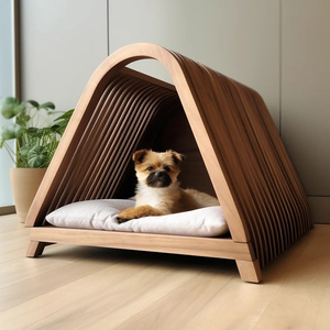 Fabricant de meubles sur mesure : Maison de luxe intérieure en bois pour chien avec fermeture à bouton, motif animalier durable - Product Image 2