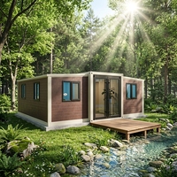 Grande maison conteneur préfabriquée mobile extensible de 40 pieds sur 20 pieds, deux chambres, maison portable préfabriquée