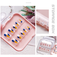 Boîte de rangement et d'exposition pour ongles pressés, vitrine transparente renforcée 3D portable pour l'art des ongles fini