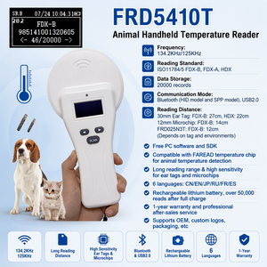 เครื่องอ่านรหัสสัตว์ประสิทธิภาพสูงแบบไร้สาย BT 134.2kHz และ 125KHz RFID แบบพกพาสำหรับแท็กติดหูและไมโครชิปวัดอุณหภูมิ - Product Image 1