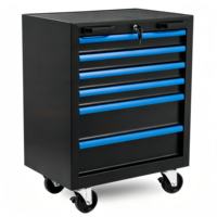 Banc de travail en acier SPCC en forme de L avec armoire à outils, capacité de charge de 500 kg, poignées de tiroir bleues, panneau perforé pour garage
