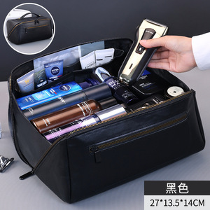 Bolsa de aseo de alta gama para hombres de negocios, bolsa de almacenamiento de cosméticos de viaje, impermeable, portátil, de gran capacidad, con compartimentos para maquillaje. - Product Image 5