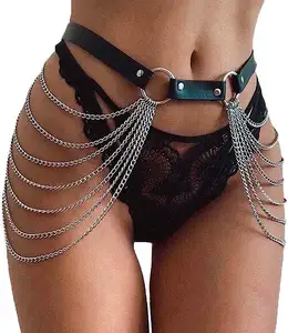 Großhandel und Einzelhandel neue sexy Leder Taillenkette Punk Persönlichkeit Quaste Korsett mehrschichtige kette Körperkette weiblicher Schmuck