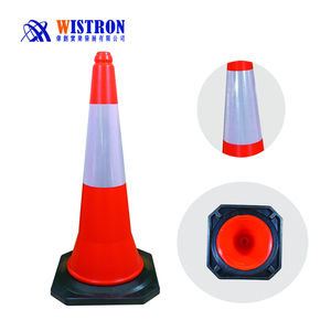 Yüksek yansıtıcı yol güvenliği 45cm PVC ağır siyah taban trafik konisi trafik uyarı park konileri - Product Image 2