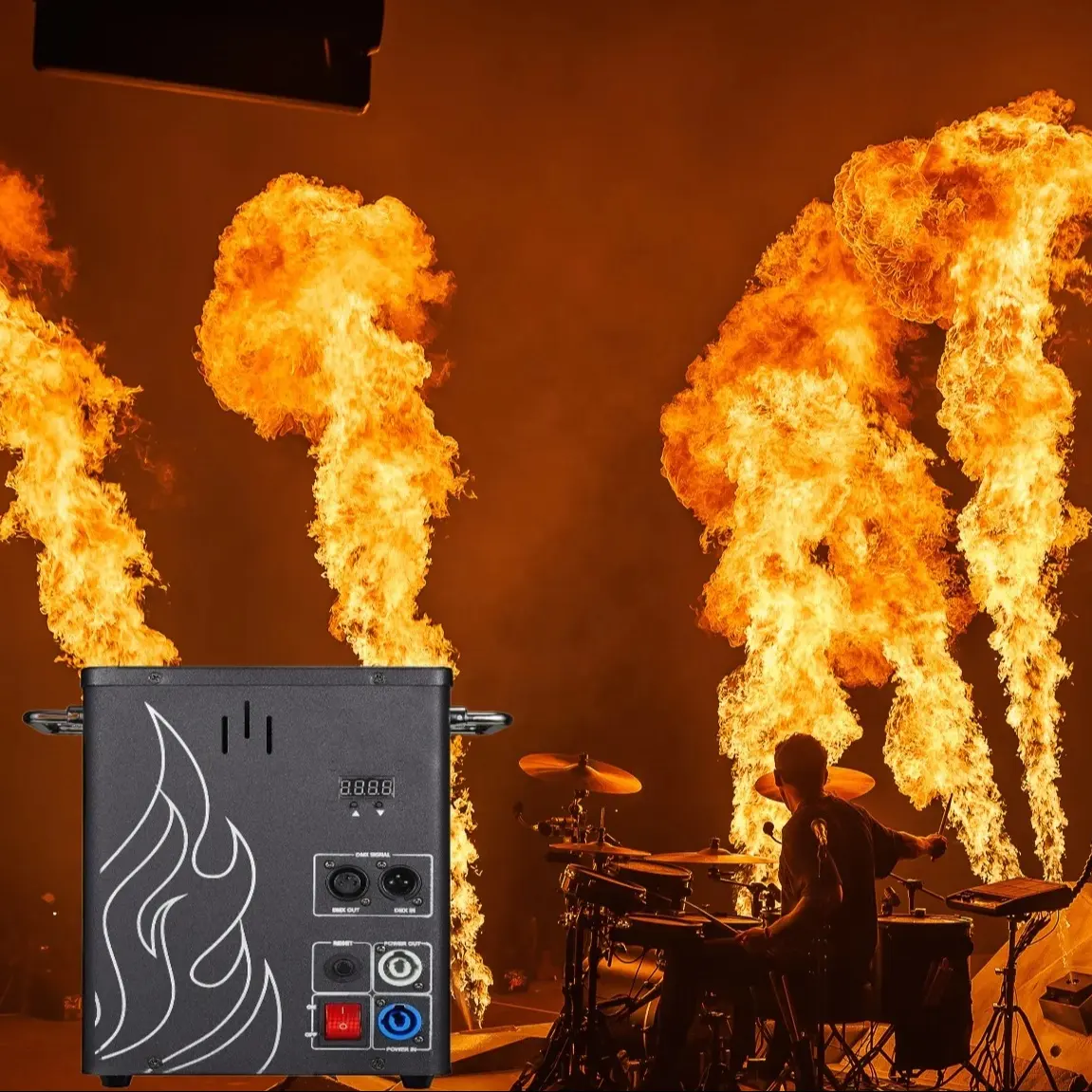 Máquina de chama de fogo com efeito de palco seguro SP, máquina de jato de fogo DMX controle fácil de acender, com efeito de palco, 100 W
