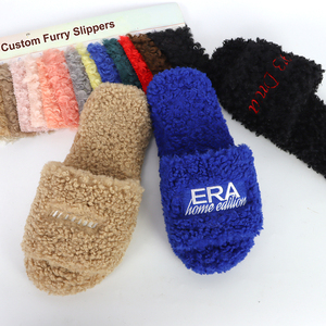 OEM/ODM của nam giới mở Toe thêu sang trọng Bộ nhớ bọt mờ Faux shearling lông Slide Leopard in Fluffy Dép nhà máy - Product Image 3