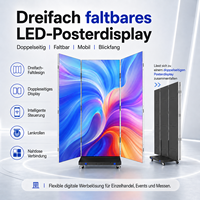 GOB P1.2 P1.5 P1.8 P2.5 Dijital Taşınabilir Üç Katlı LED Poster Ekranı Katlanabilir IP65 İç Mekan Perakende Mağazası ve Animasyon Grafikleri için