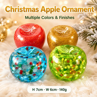 Jouet Squishy Pomme de Noël à Presser, Balle Anti-Stress Sensorielle avec Paillettes Flocons de Neige Confettis, Cadeau pour Enfants et Adultes