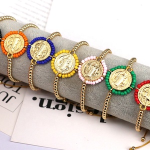 Nouveau bracelet réglable en perles Miyuki colorées, plaqué or, avec motif religieux Saint Benoît, pour femmes et hommes - Product Image 1