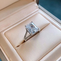 Bague en diamant Moissonite jaune taille émeraude en argent sterling 925 plaqué rhodium bijoux de mode pour fiançailles de mariage ou fête