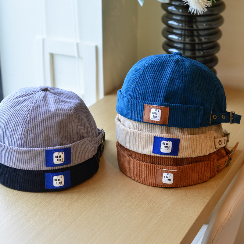 Q20842 Retro Men Trend Hip-Hop Hat Brimless Skullcap Corduroy