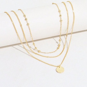 复古三层圆形吊坠项链，带金银链合金饰品，适合女性礼品 - Product Image 4