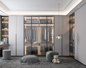 Customized Ready to Assemble Wooden <strong>Wardrobe</strong> Bedroom Furniture <strong>With</strong> Multiple Compartments Hanging Rods <strong>and</strong> <strong>Drawers</strong> for Villa - Product Image 1