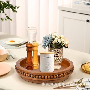 Plateau rond en bois pour bougies et aromathérapie, plateau à gâteau de restaurant, plateau à perles en bois, rotatif - Product Image 5