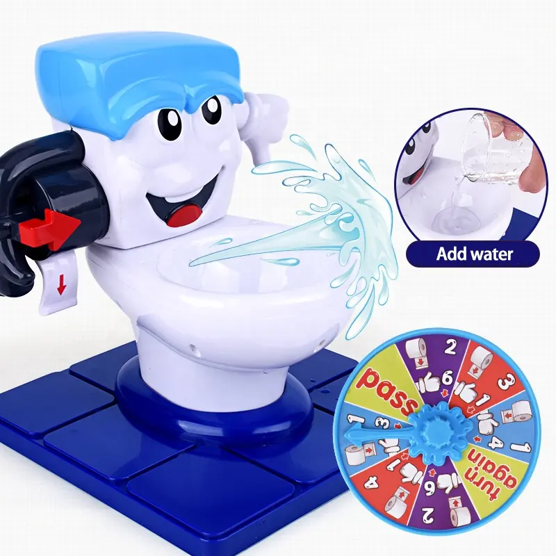 Kids Adults Interactive Funny Spoof Tricky Toy Plastic Turntable Water Spray Toilet Party Play Game