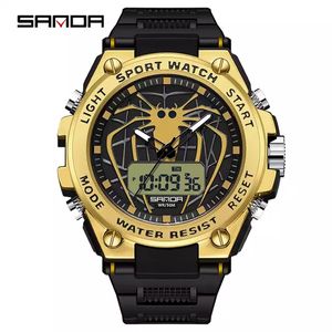 OEM SANDA 3159นาฬิกาสำหรับผู้ชาย,นาฬิกาอนาล็อกดิจิตอลการเคลื่อนไหวคู่แฟชั่นดีไซน์แมงมุมกันน้ำ50เมตรนาฬิกากีฬาผู้ชาย - Product Image 2