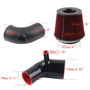 Sistema de Admisión de Aire Frío de Alto Flujo de 4 Pulgadas con Entrada Turbo para BMW B58 3.0L 2019+ M340i G20 G21 AIM039-RD-BK - Product Image 6