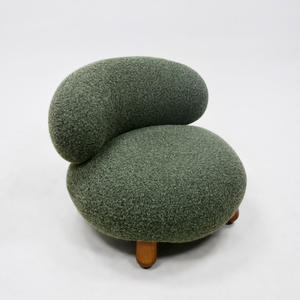 Fauteuil individuel vert crème moderne, style décontracté et tendance, en tissu bouclé, pour salon et chambre à coucher - Product Image 2