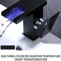 LED bassin robinet cascade température couleurs changement salle de bain mélangeur robinet pont monté poignée trou évier eau chaude froide mélangeur robinets