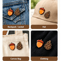 Nouveauté : Épinglette en émail à motif végétal d'automne, badge métallique élégant pour accessoire vestimentaire quotidien sur le thème de la nature (Acajou et Pomme de pin)