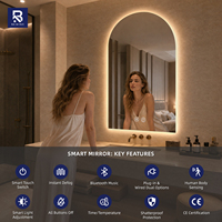 Frameless Arch LED Backlit Salon Mirror Smart Beauty Hair Salon Station Mirror for Spa Hotel Commercial Project Bulk Order