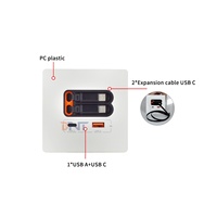 Boente WB8612 Nouvelle Prise Murale USB à Charge Rapide 10A 20W 1*USB A + 1*USB C avec 2 Câbles d'Extension pour Usage Commercial et PC